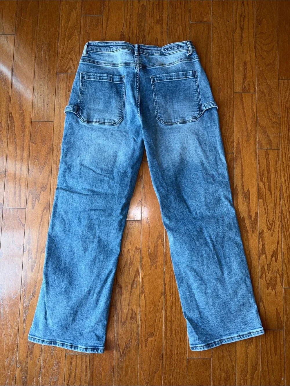 Vigoss NWOT ($74.00) Ripped Baggy Straight Leg Utility Jeans in Medium Blue